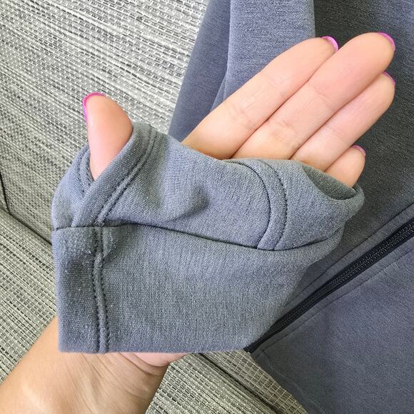 Athleta Jacket Womens Medium Grey Softtech Cya Asymmetrical Zip Long Line Sleeve - Picture 10 of 13